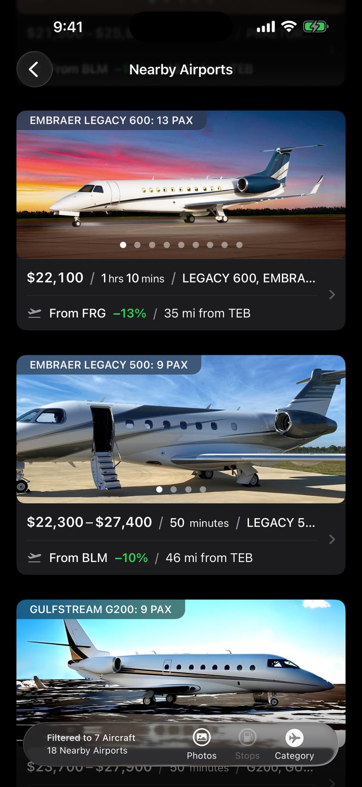 Yond app — airports on the map