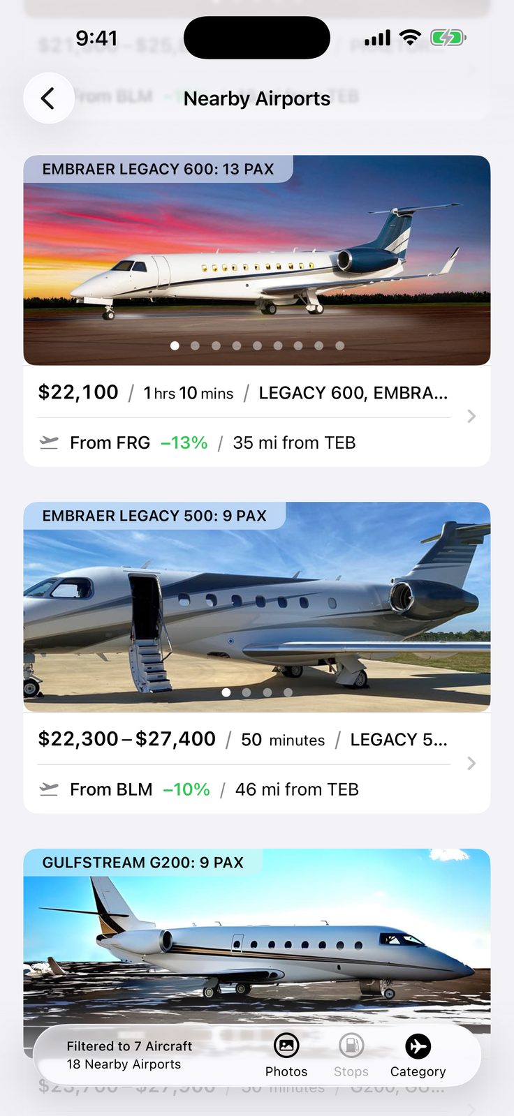 Yond app — airports on the map