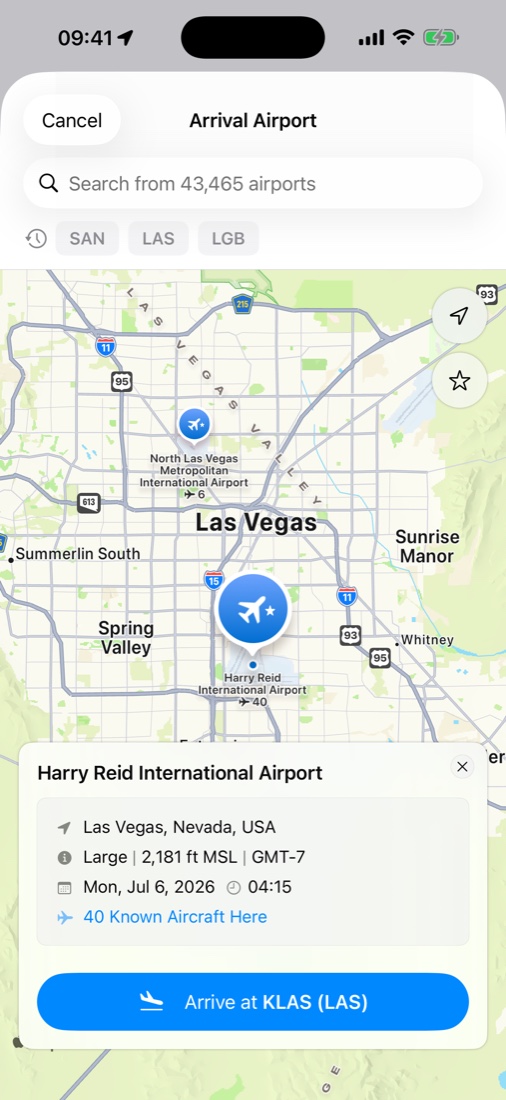 Yond app — airports on the map