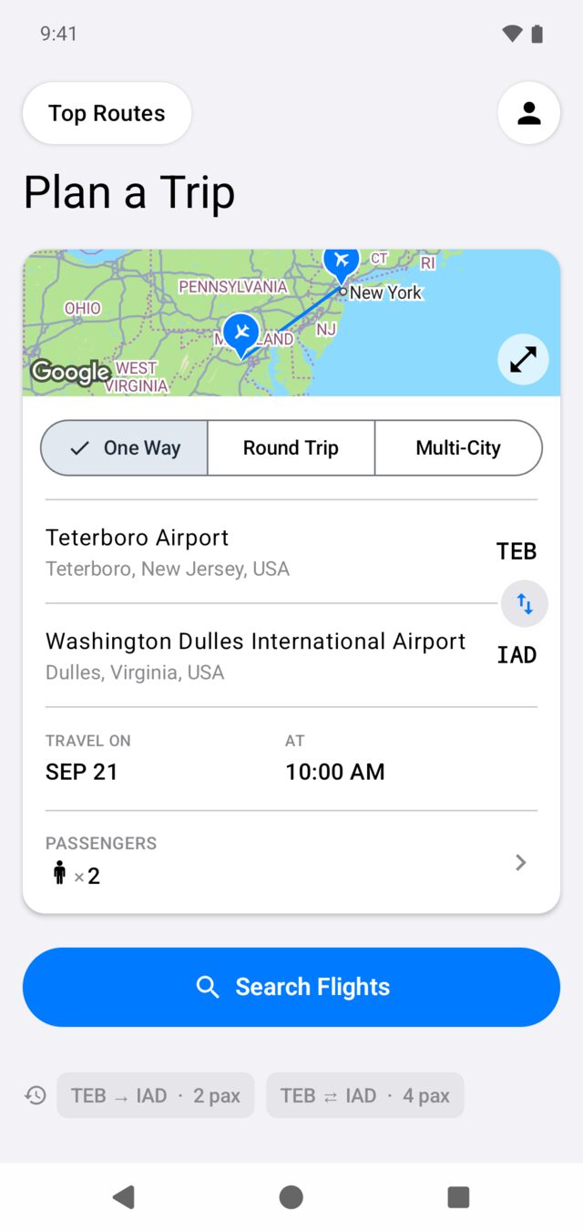 Plan a trip on Android