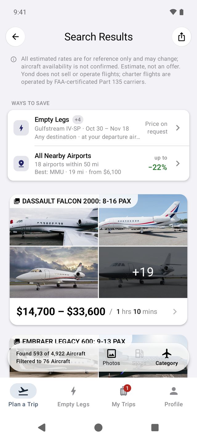 Search results on Android