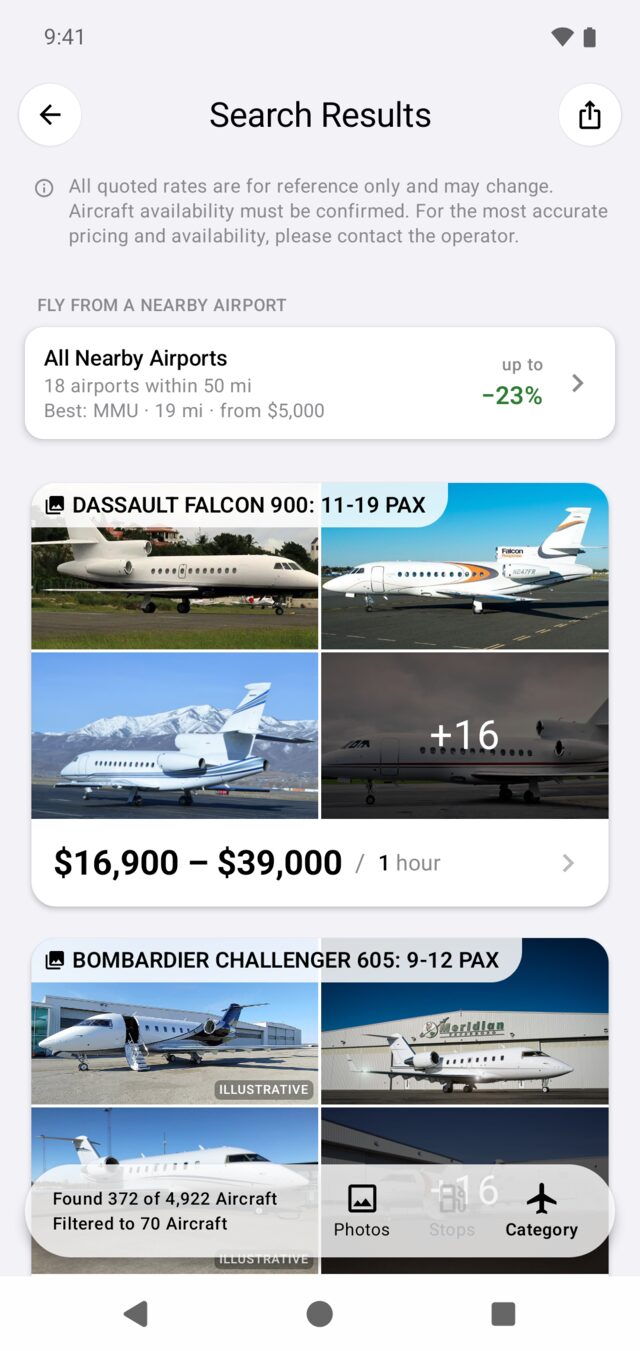 Search results on Android