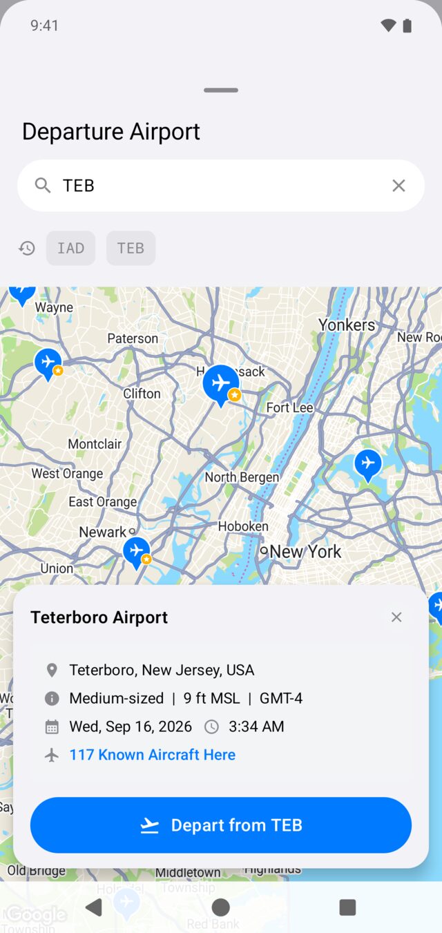 Airport picker on Android