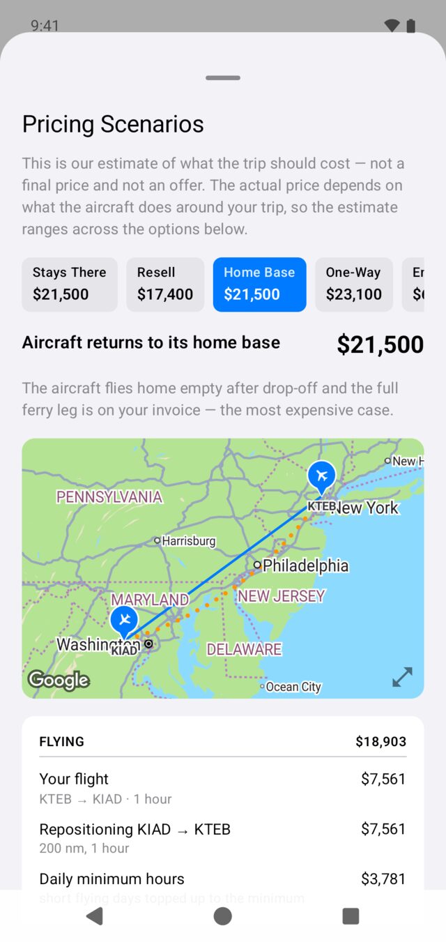 Cost scenarios on Android