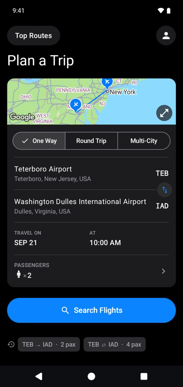 Plan a trip on Android