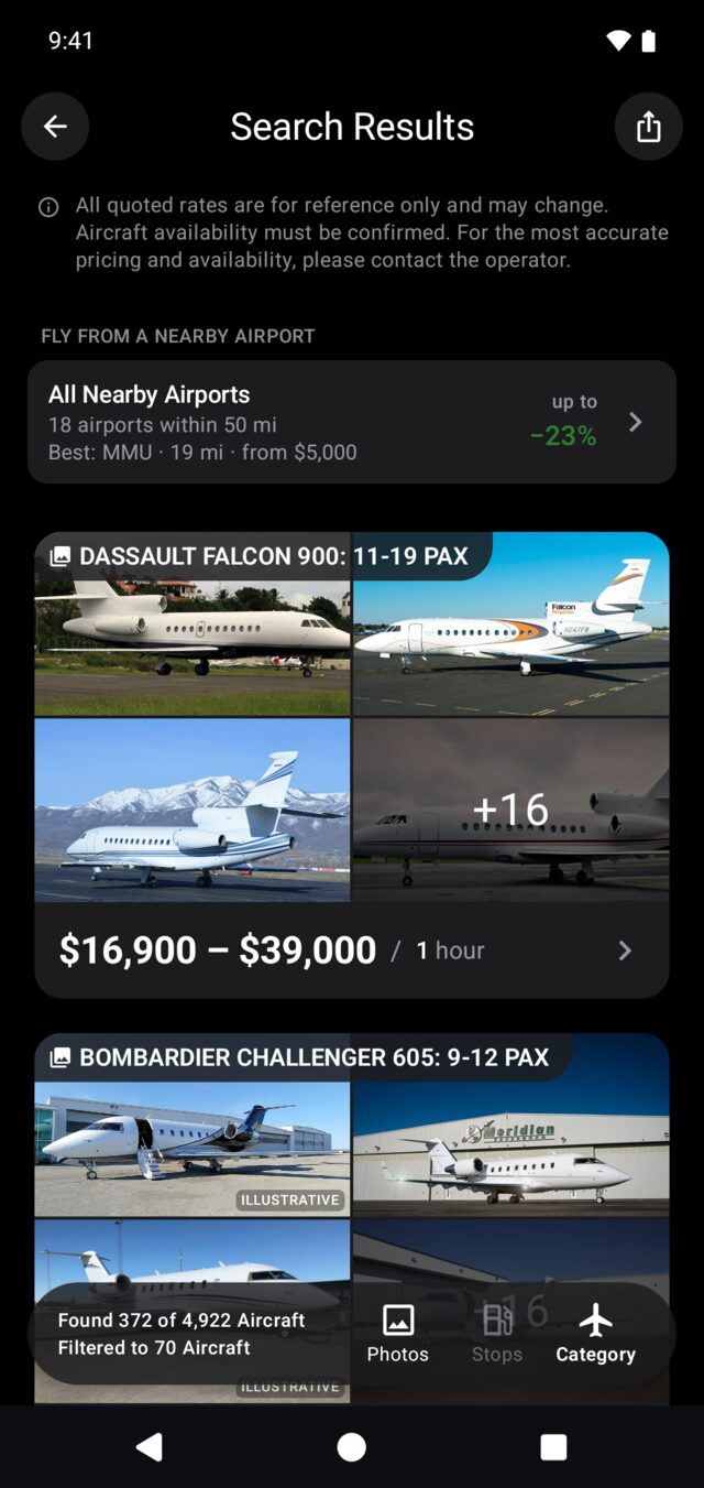 Search results on Android