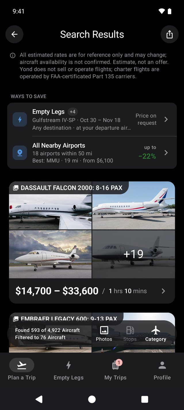Search results on Android