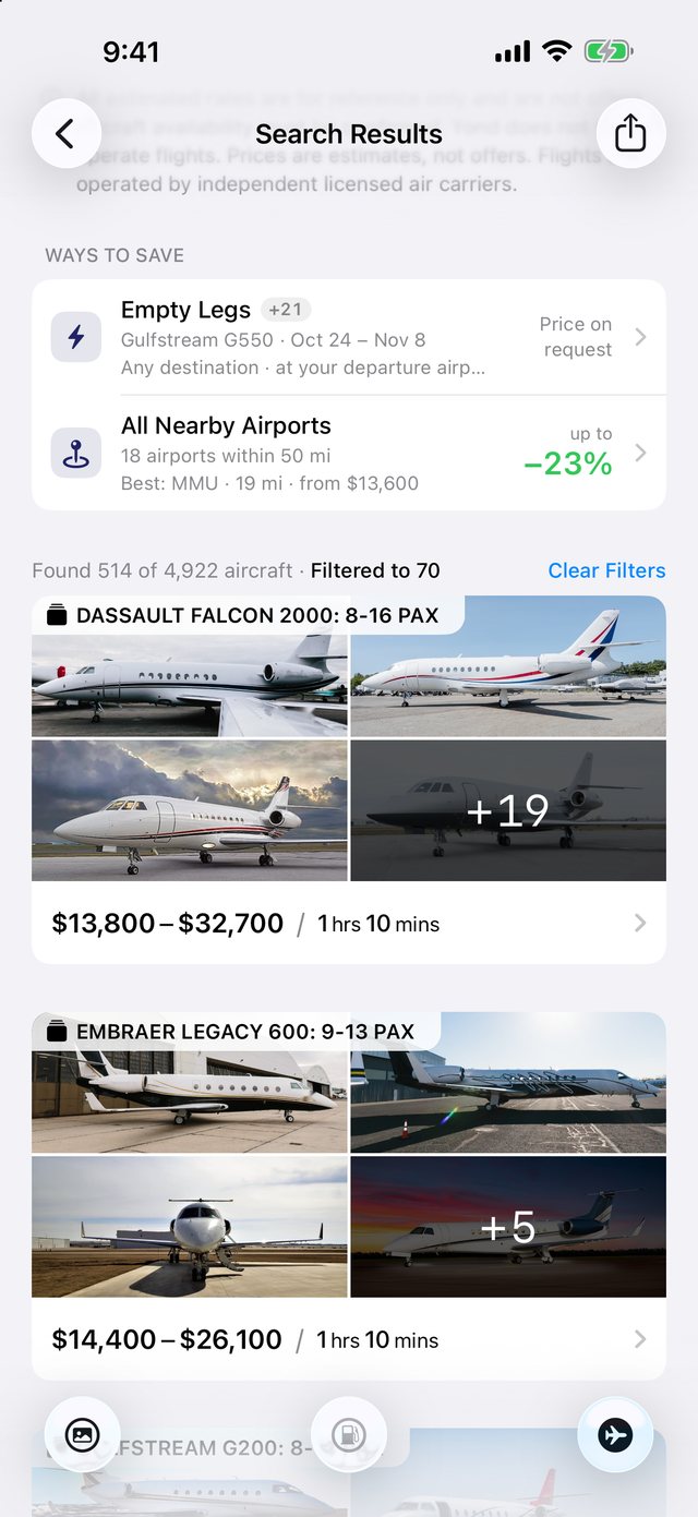 Search results on iPhone