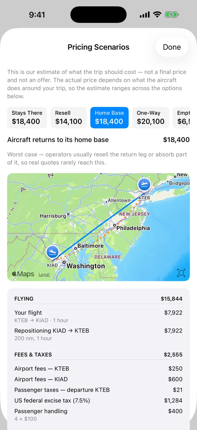 Cost scenarios on iPhone