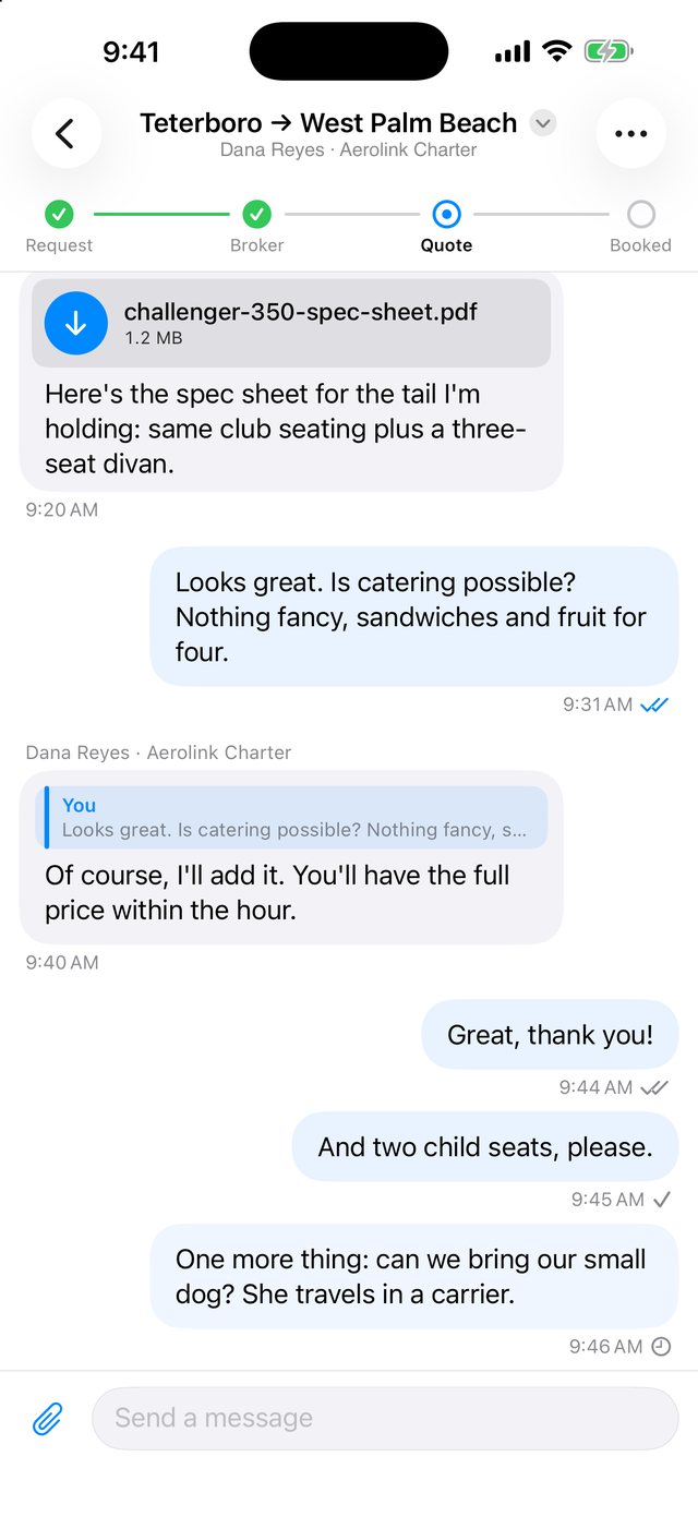 Trip chat on iPhone