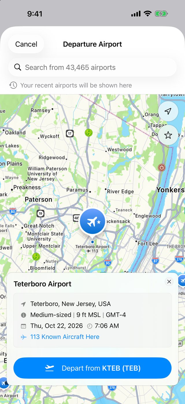 Airport picker on iPhone