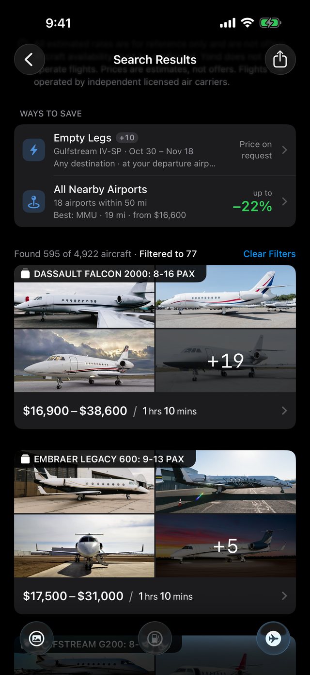 Search results on iPhone