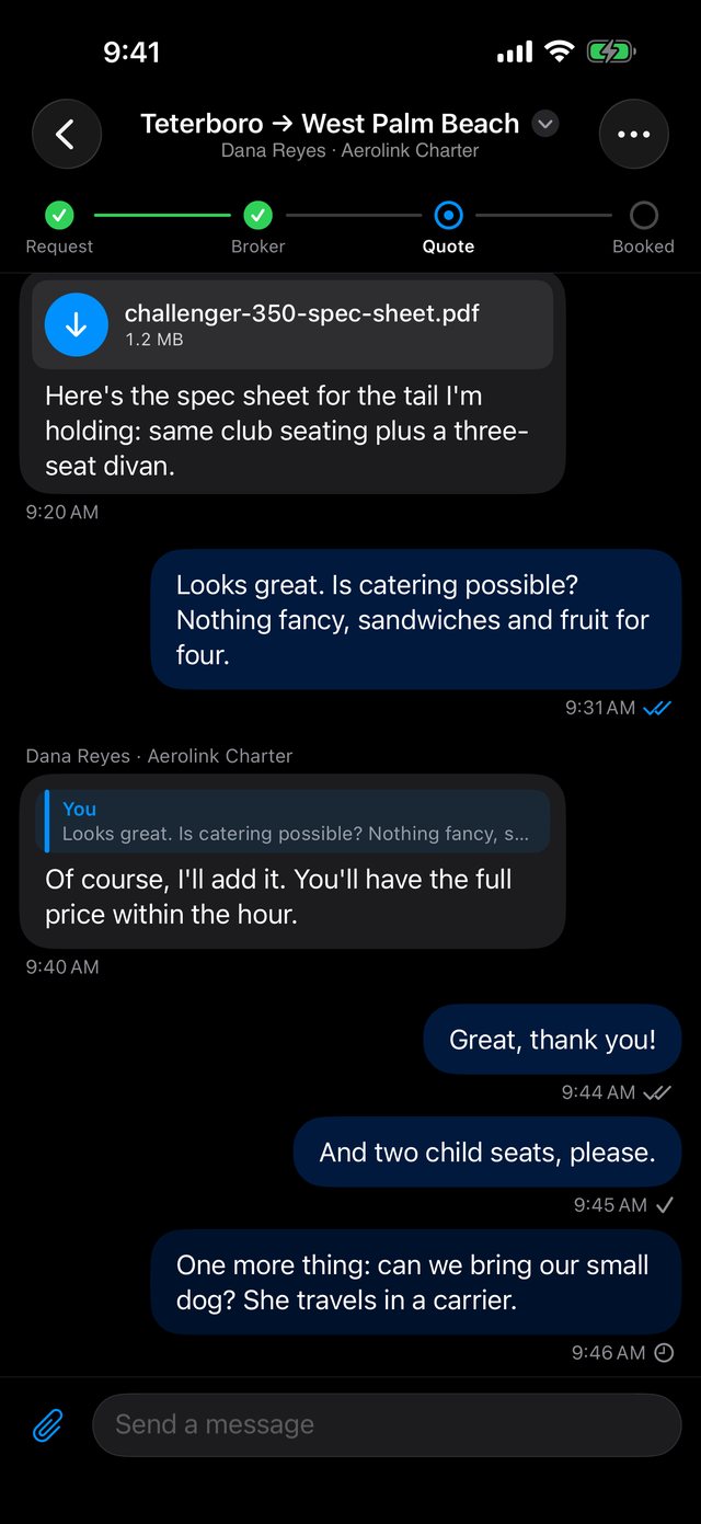 Trip chat on iPhone