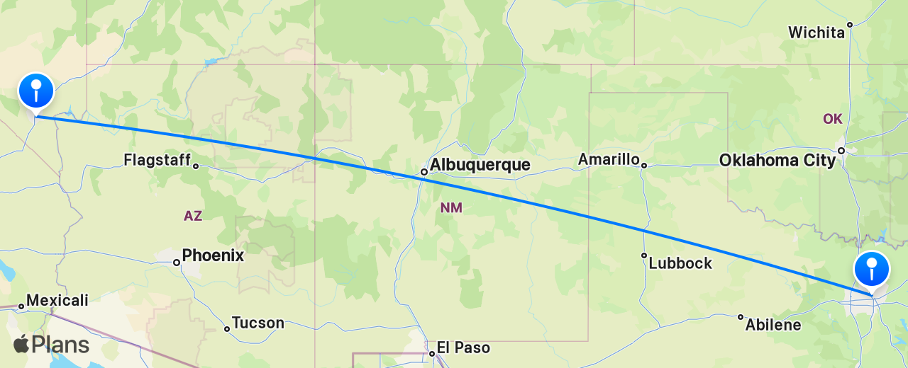 Carte du vol de Las Vegas vers Dallas