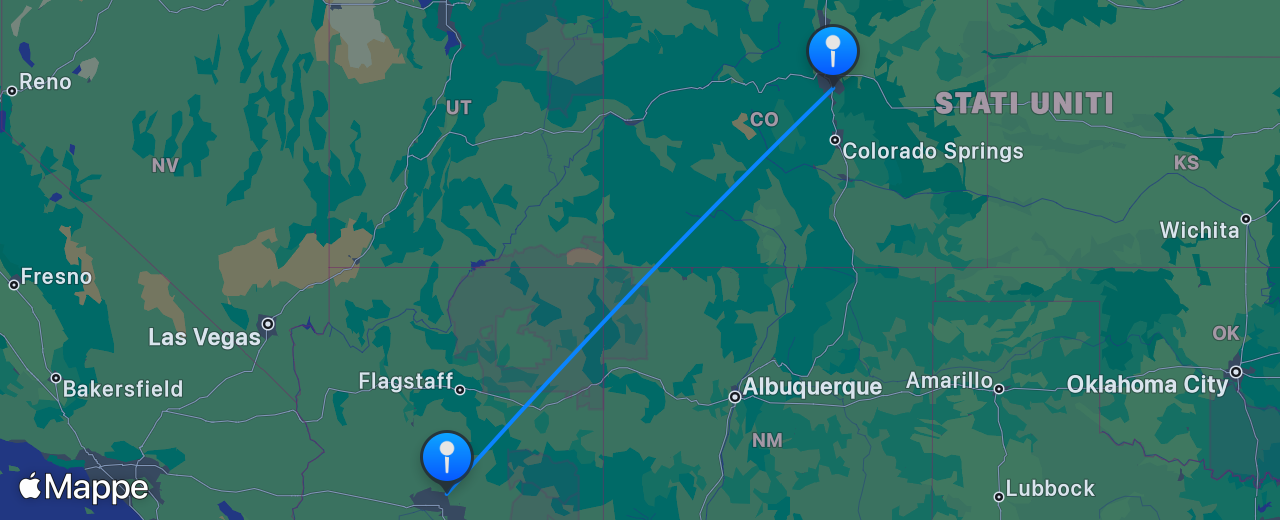 Mappa del volo da Denver a Scottsdale