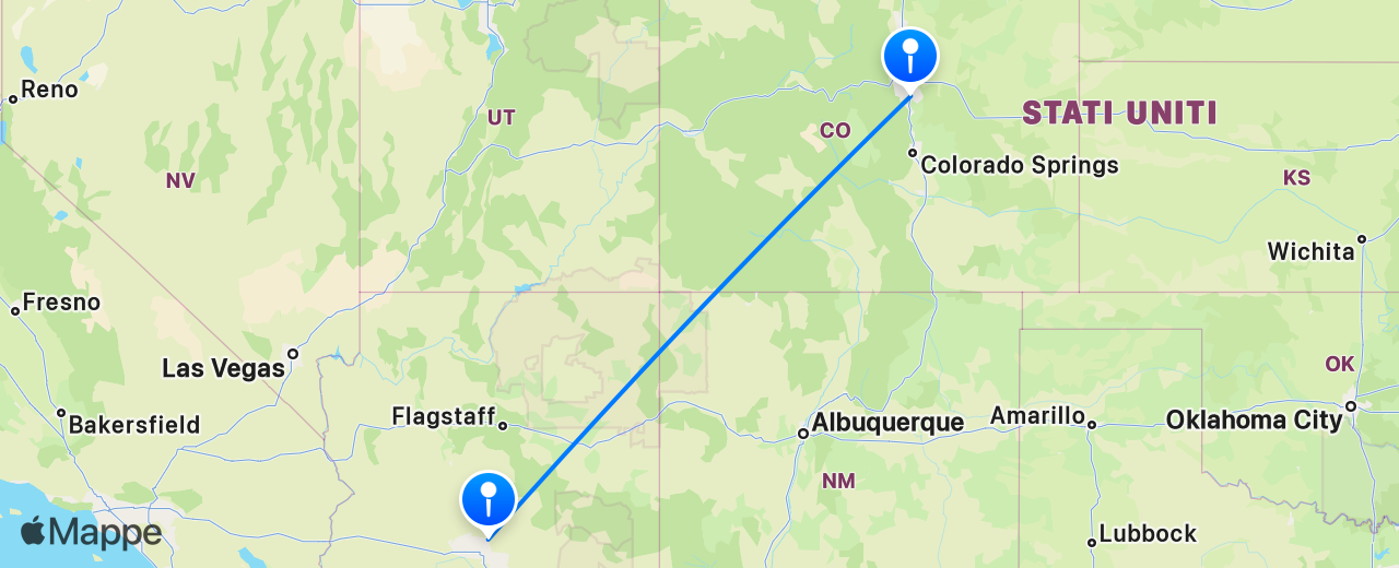 Mappa del volo da Denver a Scottsdale