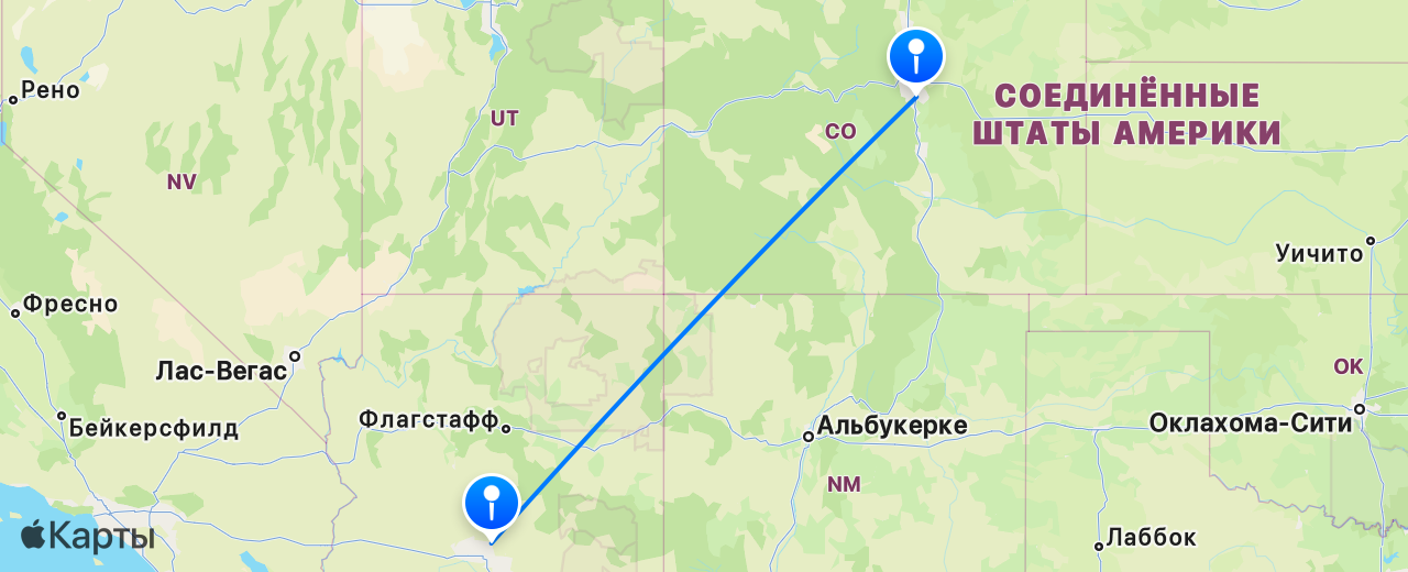 Карта перелёта Денвер — Скоттсдейл