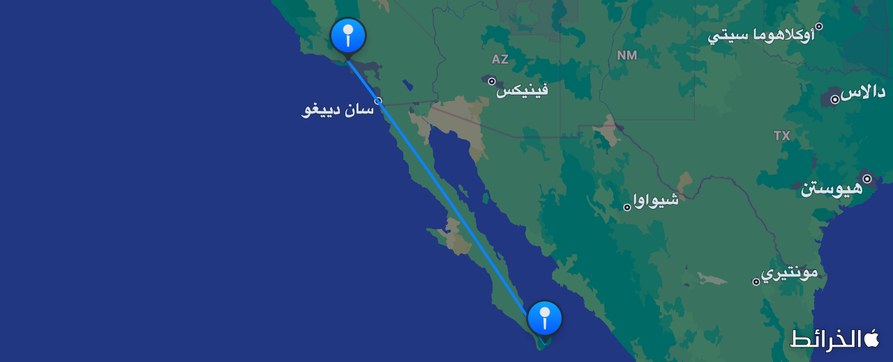خريطة الرحلة من لوس أنجلوس إلى لوس كابوس
