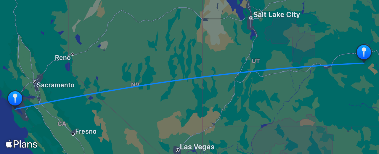 Carte du vol de San Francisco vers Aspen