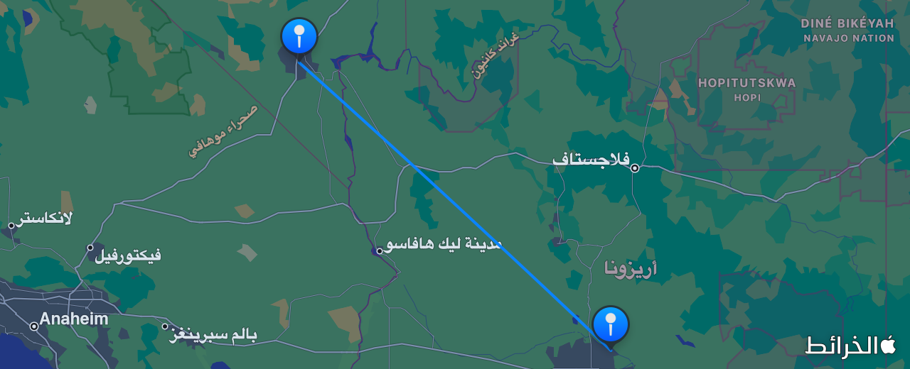 خريطة الرحلة من لاس فيغاس إلى سكوتسديل