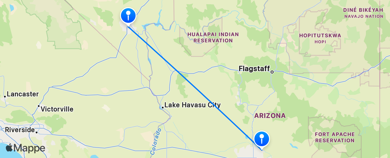 Mappa del volo da Las Vegas a Scottsdale