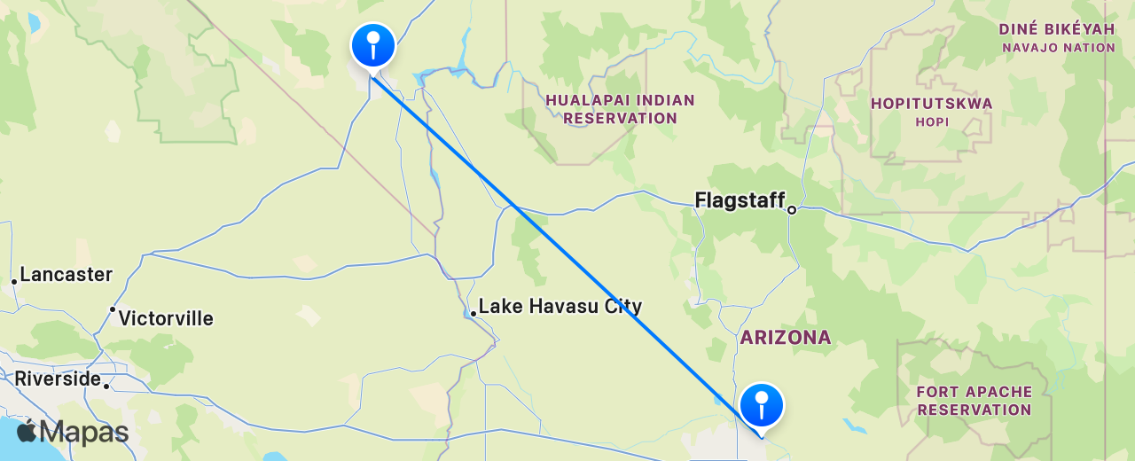 Mapa do voo de Las Vegas para Scottsdale