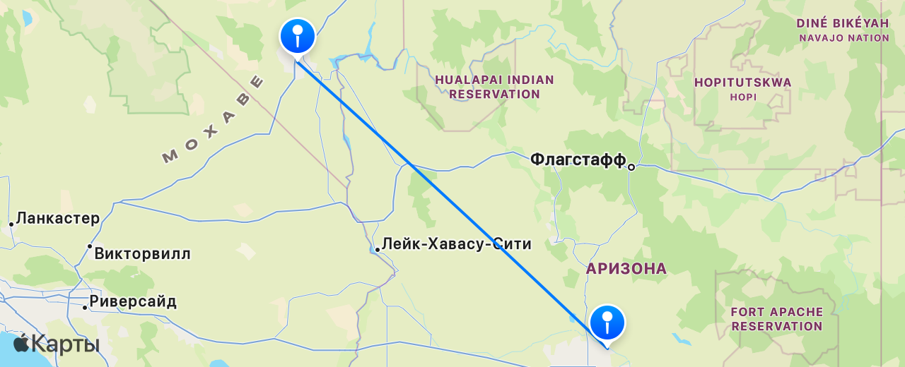 Карта перелёта Лас-Вегас — Скоттсдейл